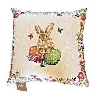 Caldeira Throw Pillow Luxury Cushion Bunny Tapestry Easter Down Fill Nursery